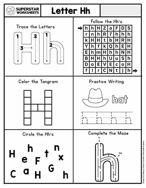 Letter h worksheets