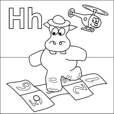 Letter h coloring page hippo hopscotch hat helicopter from httpwwwcoloringpagesucoâ coloring pages preschool color activities alphabet coloring pages