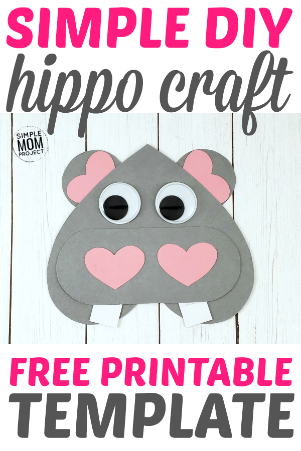 Free printable cut and paste heart hippo craft for kids â simple mom project