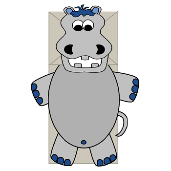 Hippopotamus paper bag puppet craft hippo preschool printable activity