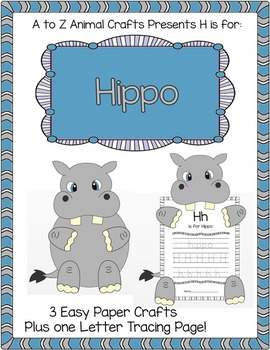 Hippo crafts and letter h tracing page by crafting education tpt