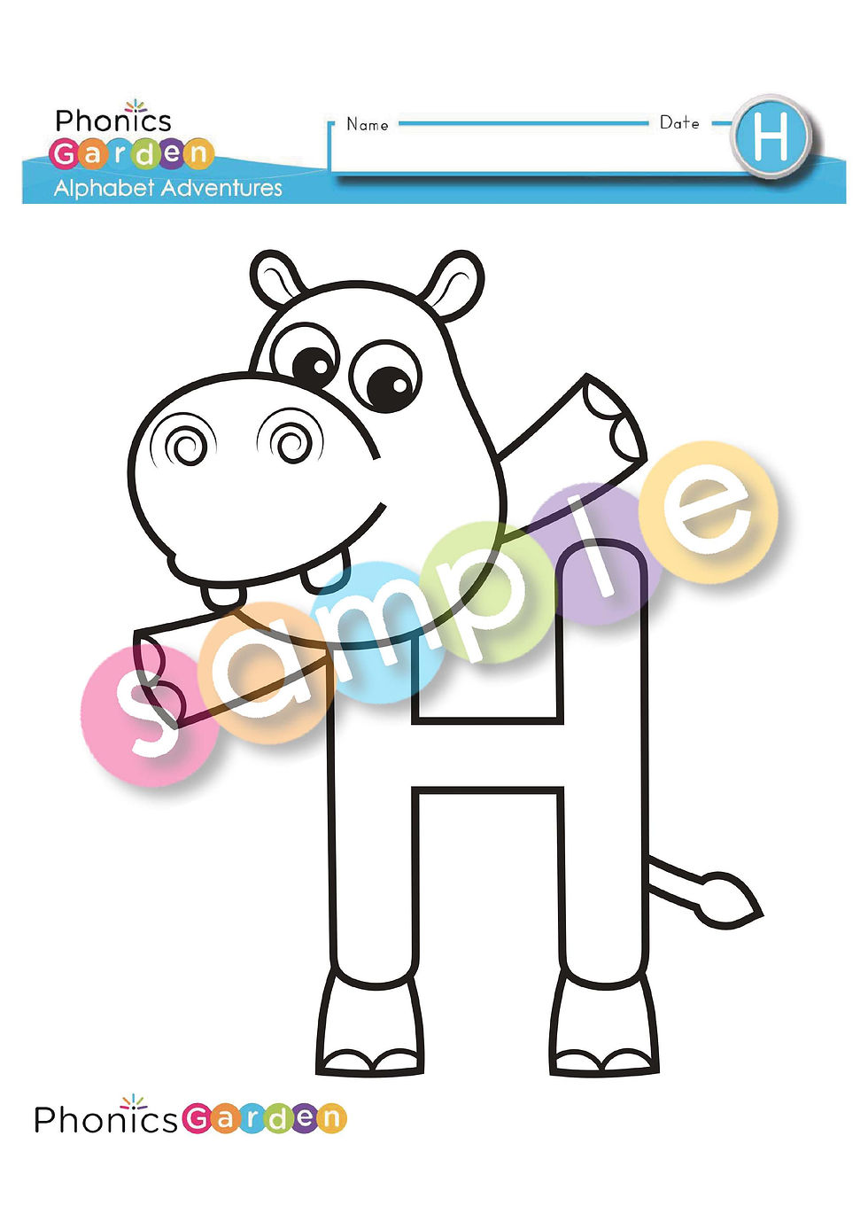 Hh letter craft hippo uppercase h pages phonics garden