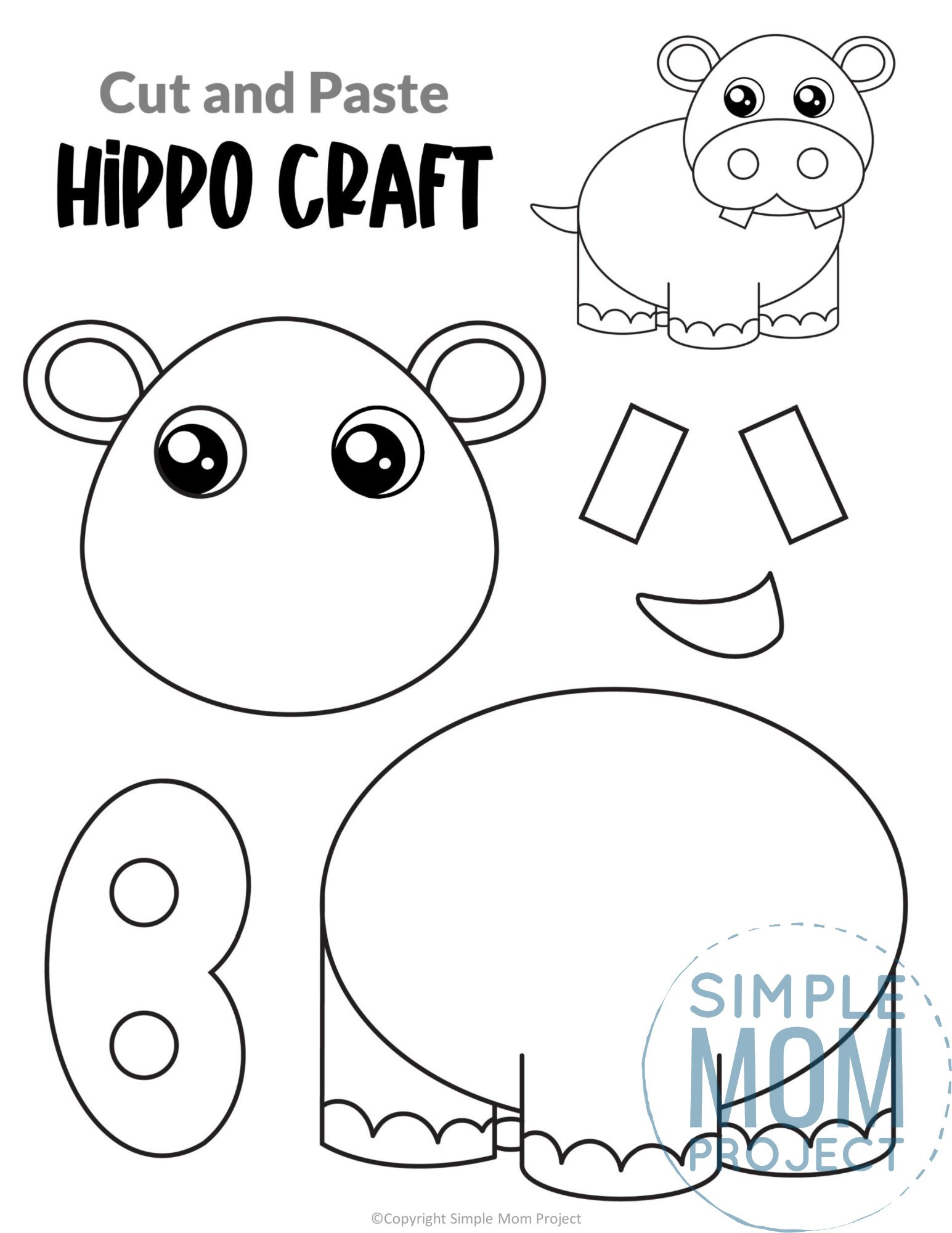 Free printable hippo craft template â simple mom project