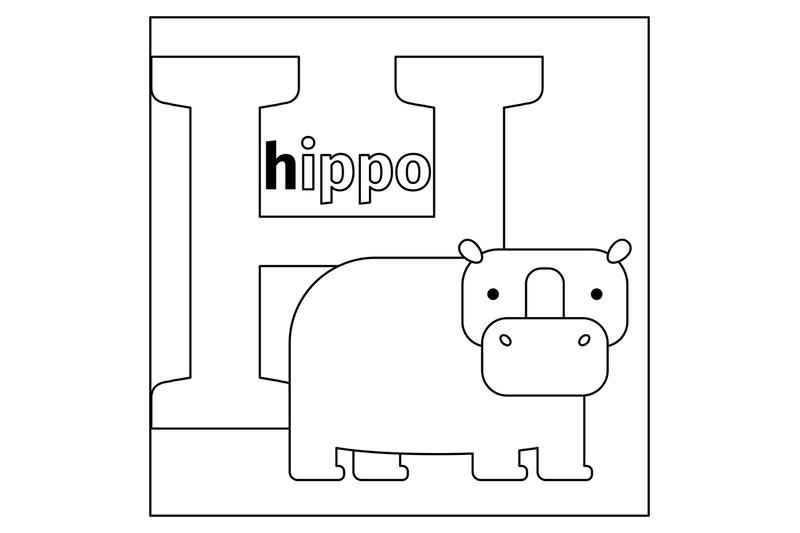 Hippo letter h coloring page by smartstartstocker