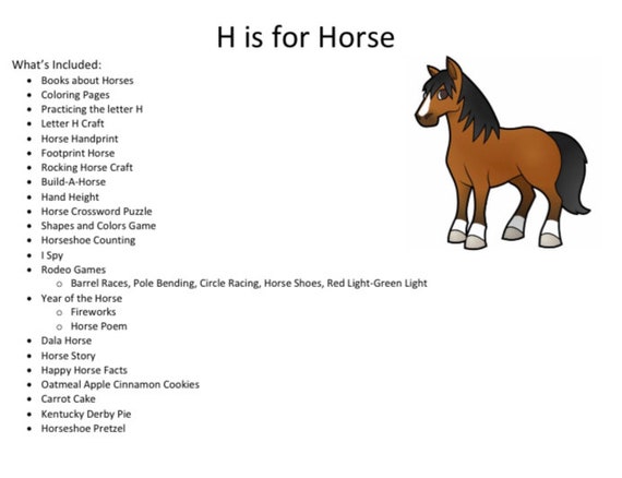 H is for horse activity booklet