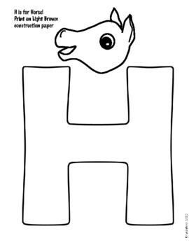 Letter h craft alphabet craft hh craft h is for horse craft worksheet