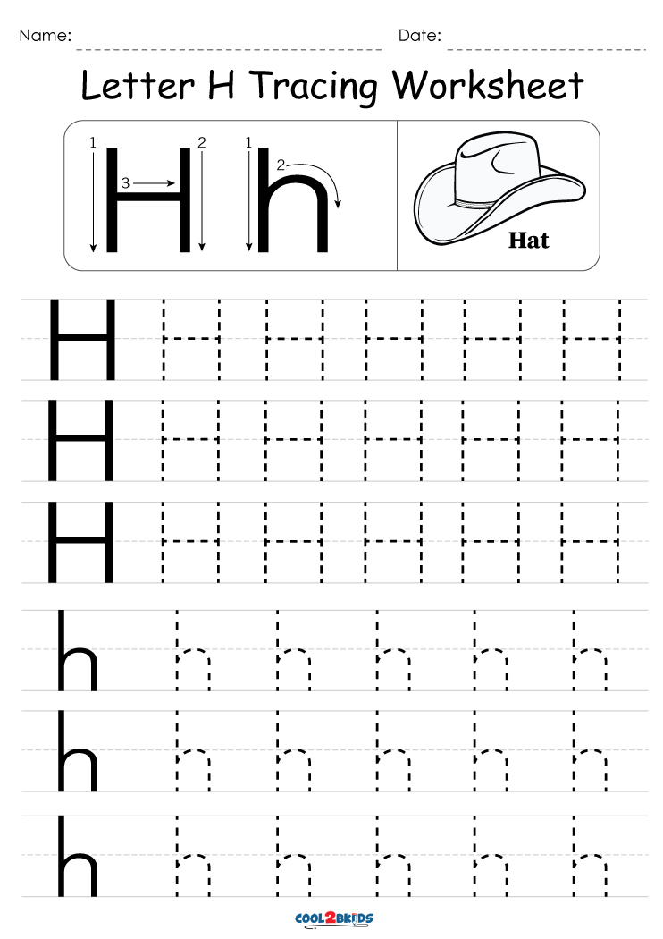 H tracing for preschoolers alphabet handwriting practice