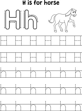 Letter h tracing for preschool with cute animals vector game kid handwriting png and vector with transparent background for free download
