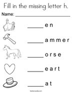 Letter h coloring pages