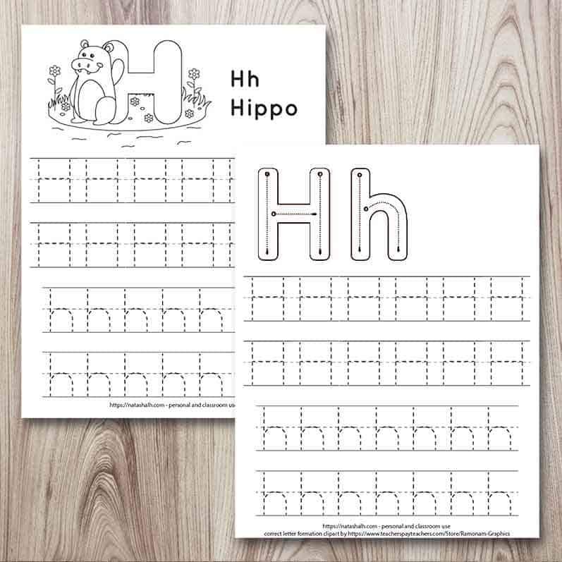 Free printable letter h tracing worksheets