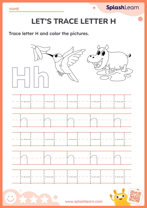 Letter h tracing worksheets for kids online