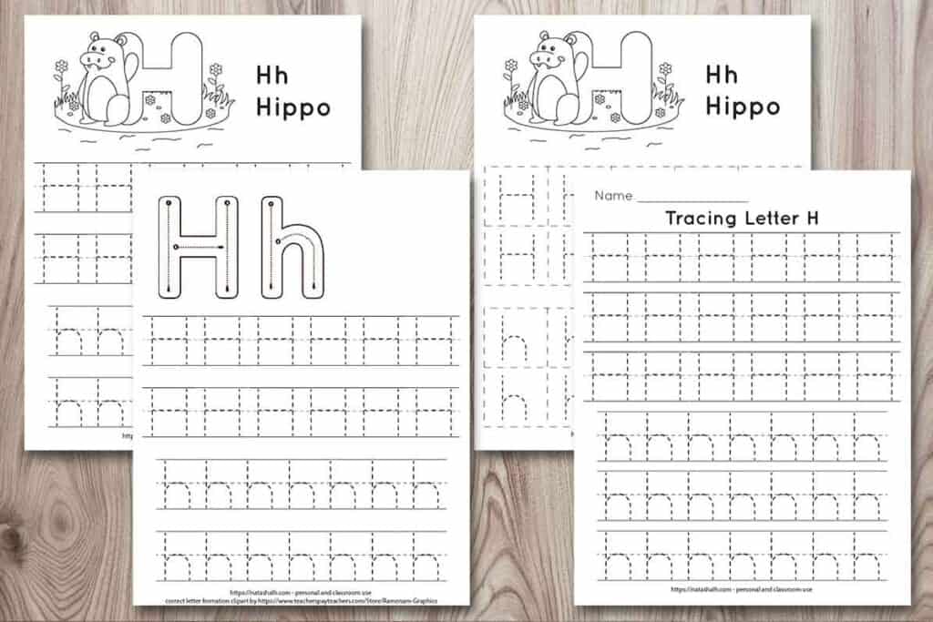 Free printable letter h tracing worksheets