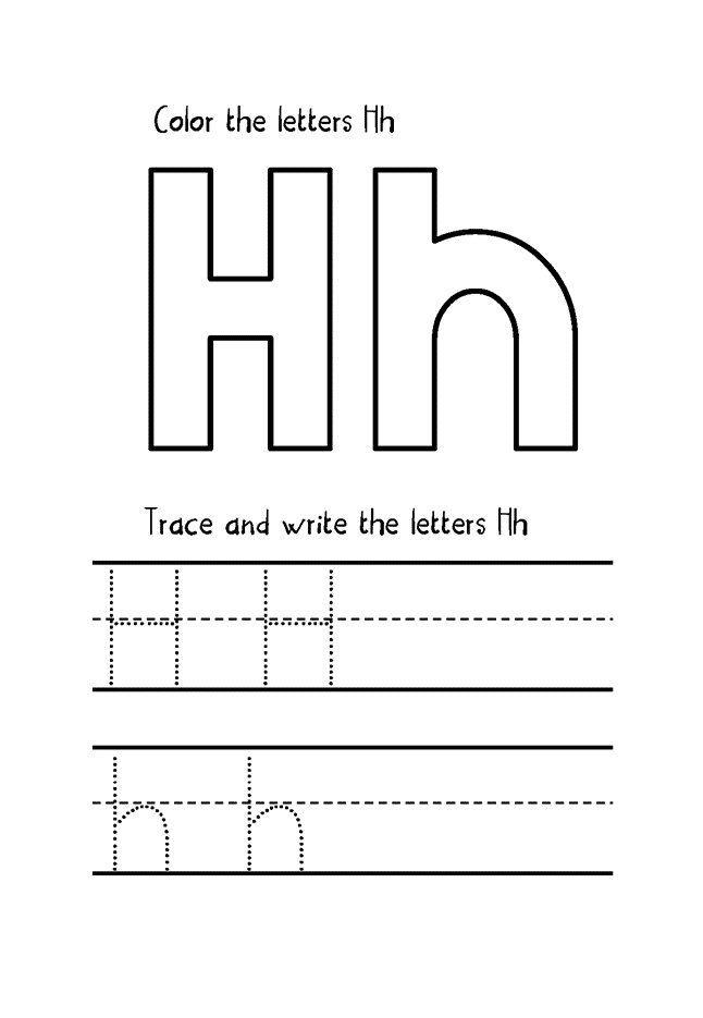 Free letter h worksheets for kids