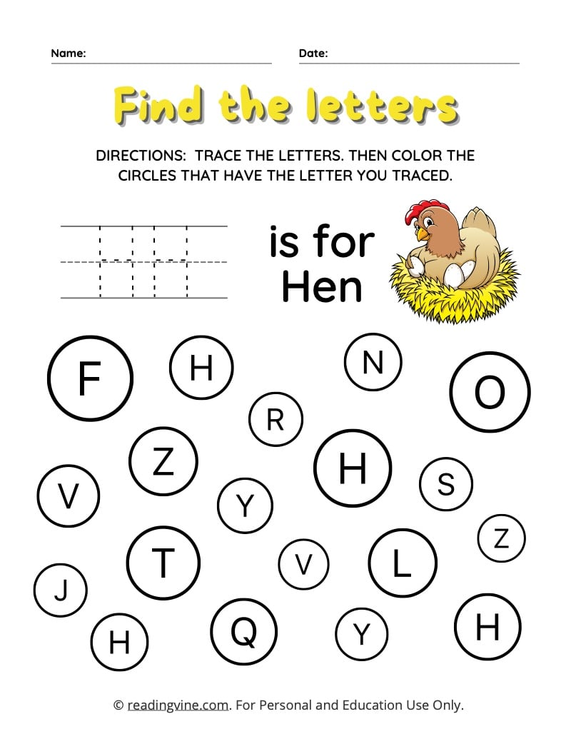 Letter h worksheets for preschool free printable
