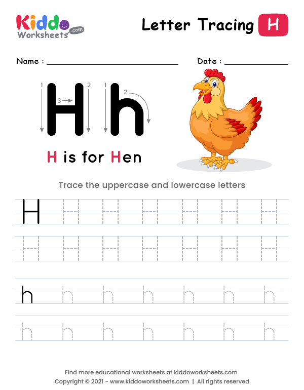 Letter tracing alphabet h