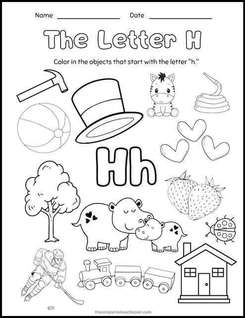 Letter h worksheets free easy print
