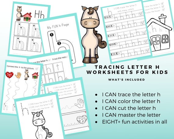 Tracing letter h worksheets kindergarten handwriting practice tracing lowercase letters alphabet tracing printables preschool tracing