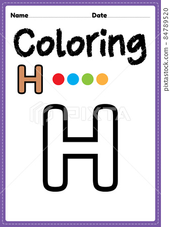 Letter h alphabet coloring page for preschool