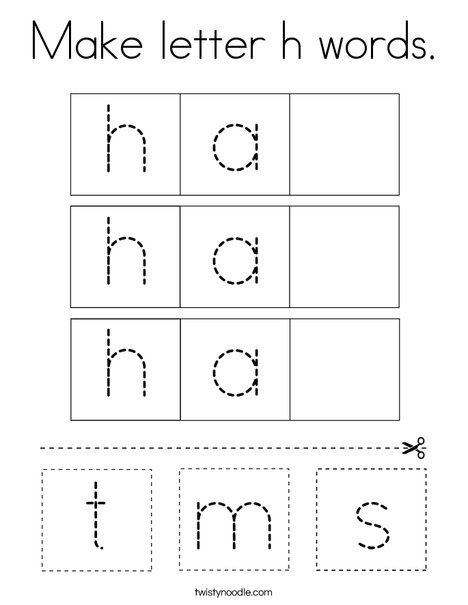 Make letter h words coloring page