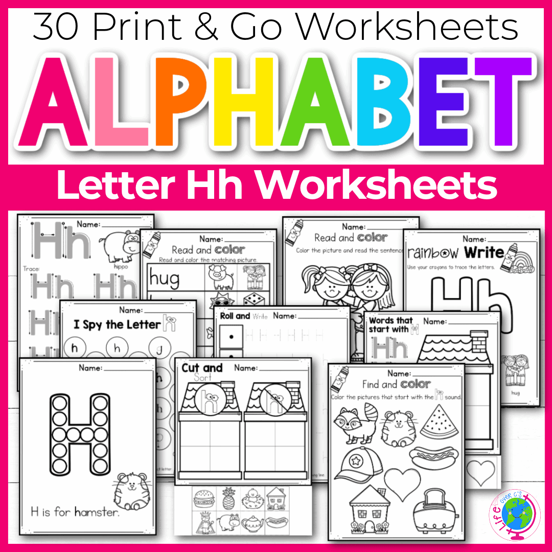 Free printable letter h worksheets tracing letter recognition alphabet sounds