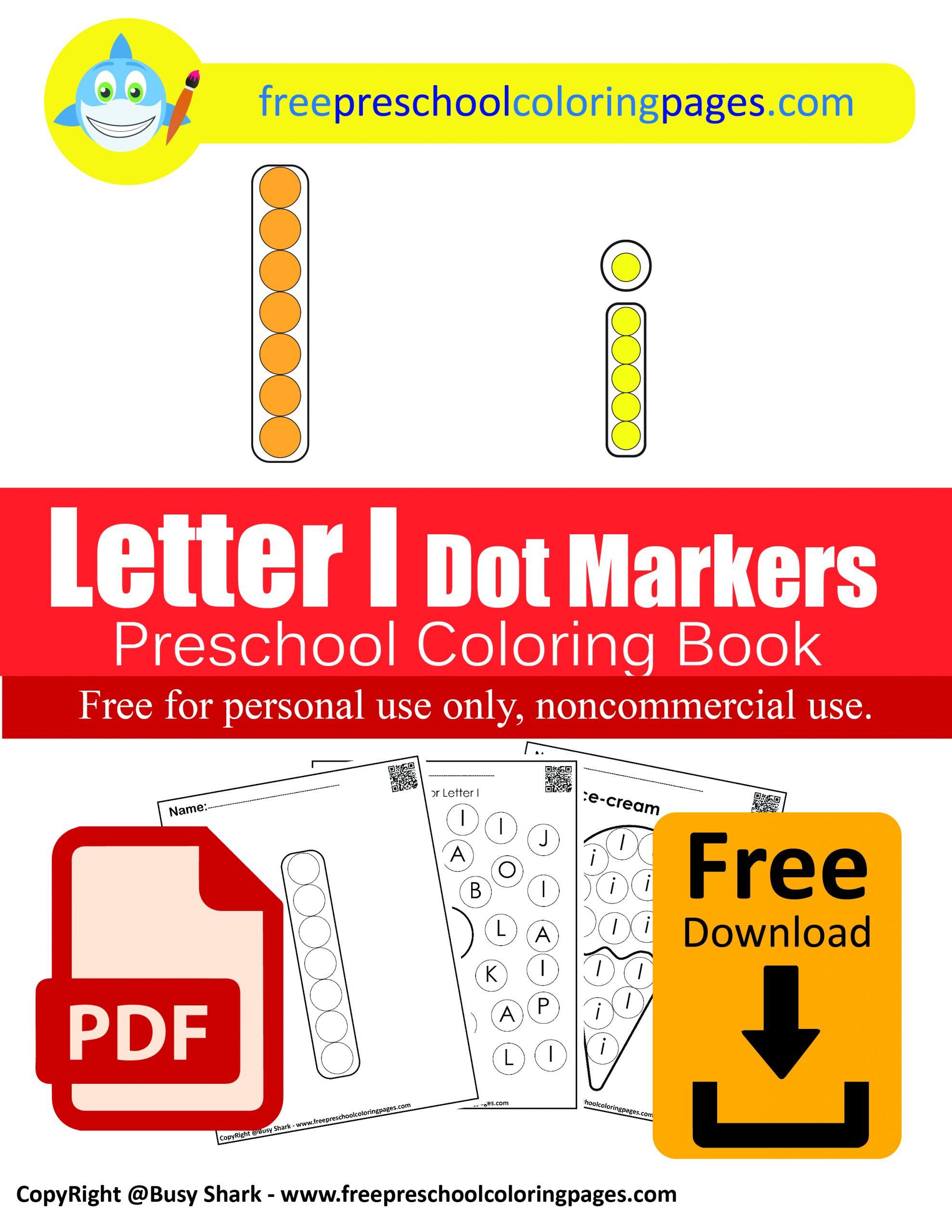 Letter i dot markers free coloring pages