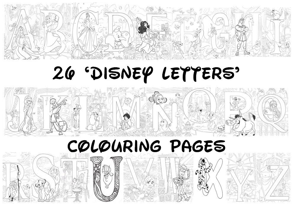 Disney letters colouring pages