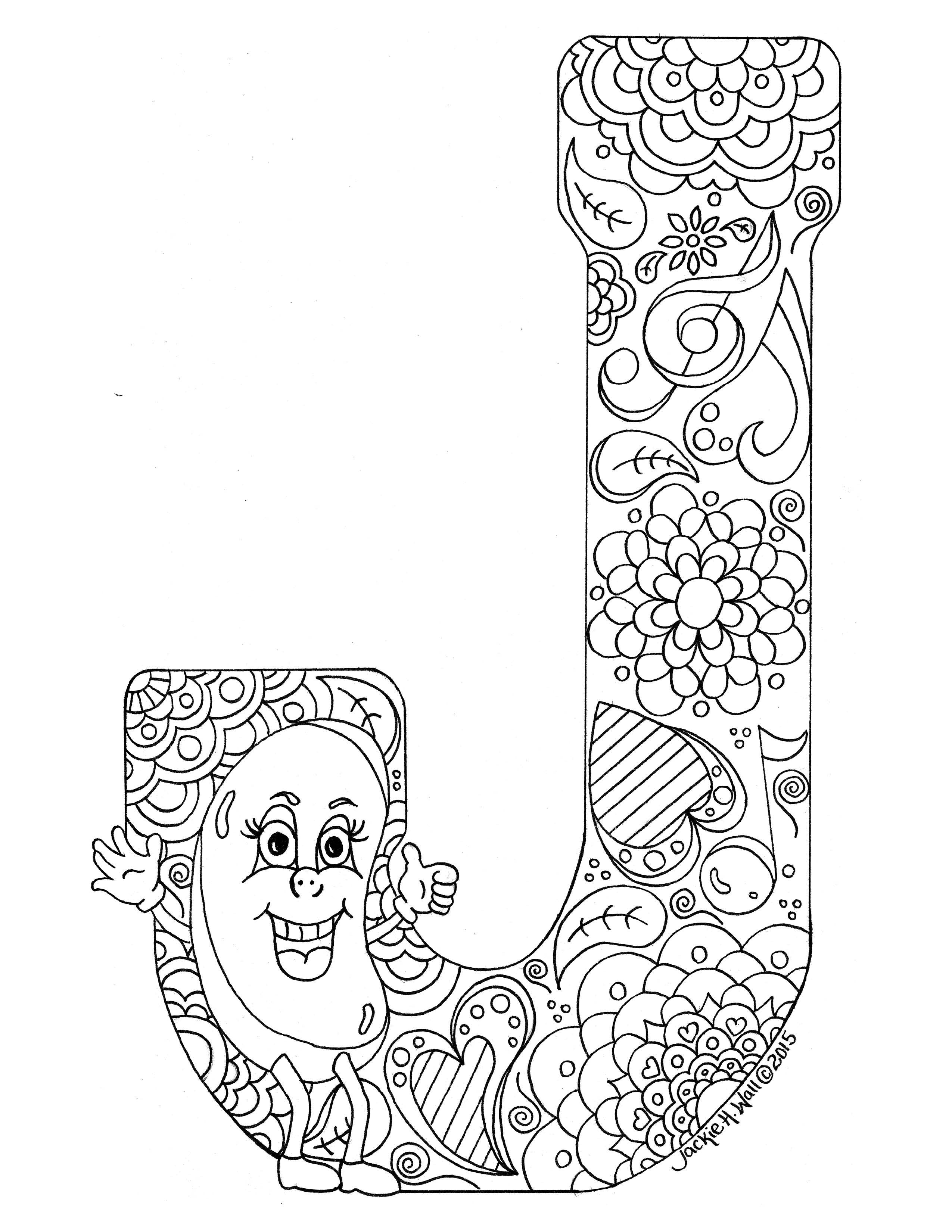 Letter j colouring page â jackie wall studio