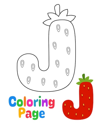 Premium vector coloring page with alphabet j for kids