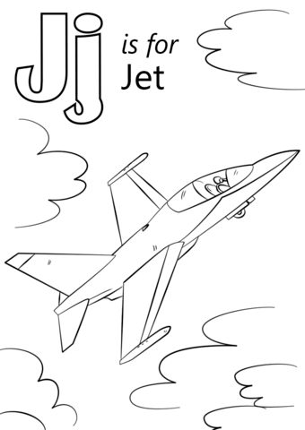 Letter j is for jet coloring page free printable coloring pages