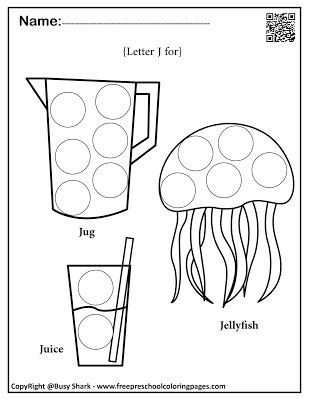 Letter j free dot markers coloring pages dot markers letter j preschool coloring pages