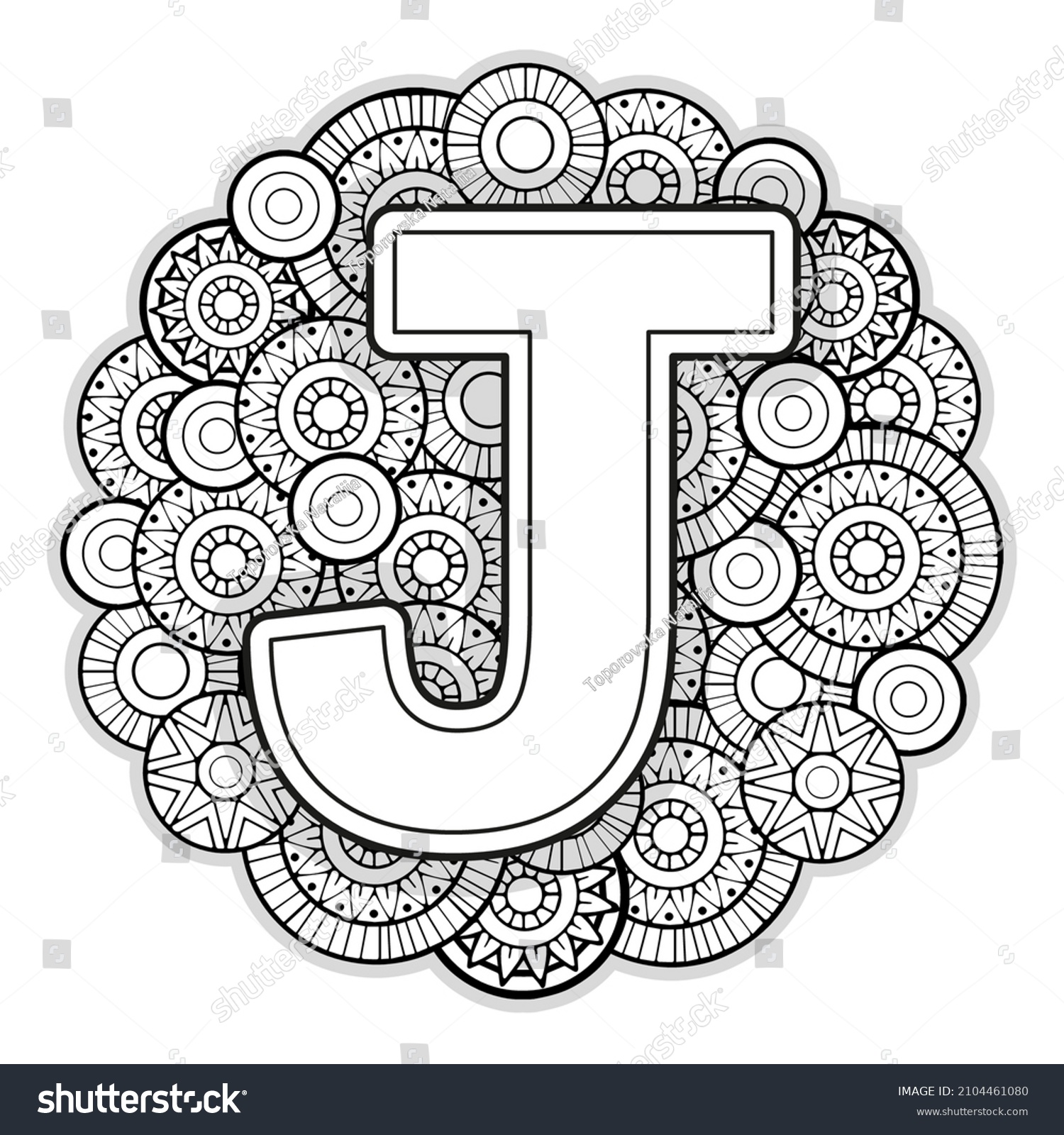 Letter j coloring page over royalty