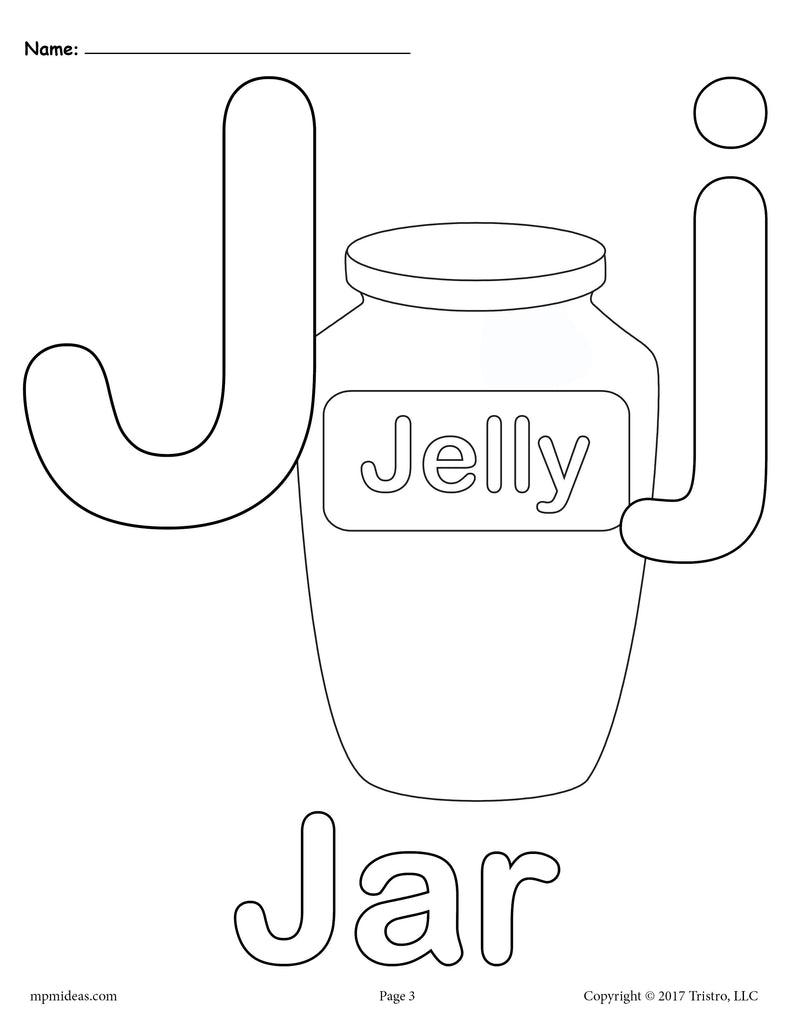 Letter j alphabet coloring pages