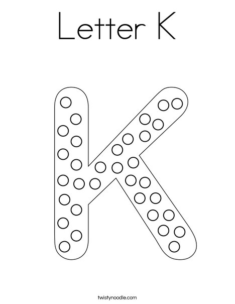 Letter k coloring page