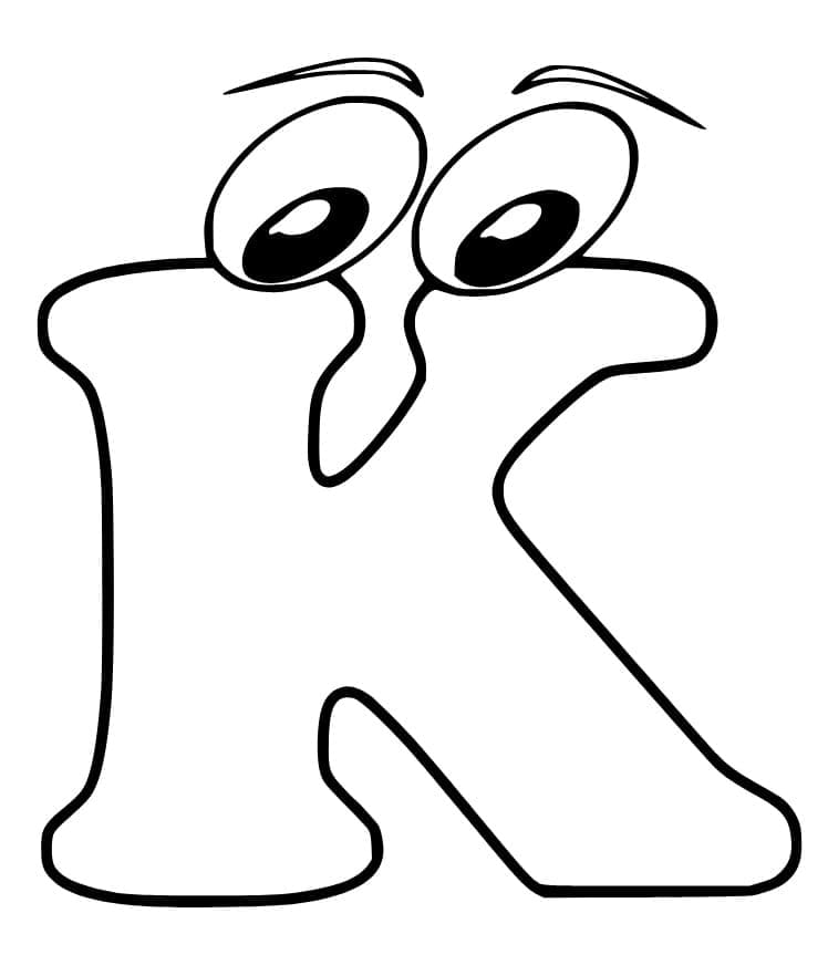 Cartoon letter k coloring page