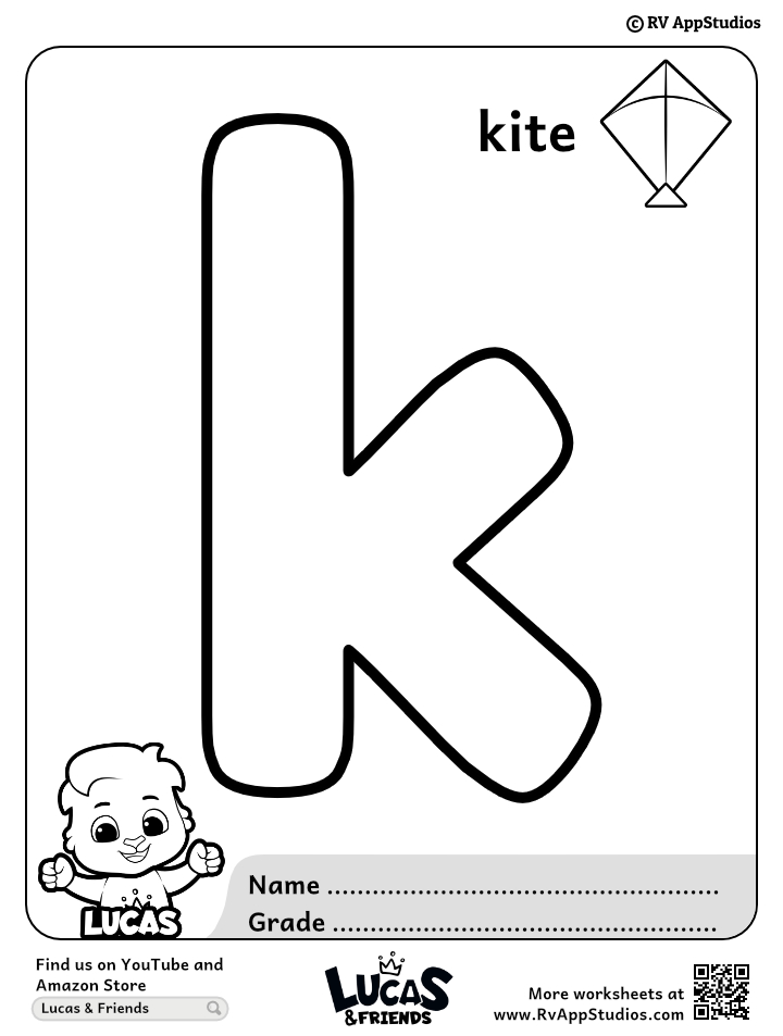 Alphabet k coloring pages