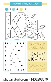 Letter k funny cartoon kangaroo animals stock vector royalty free