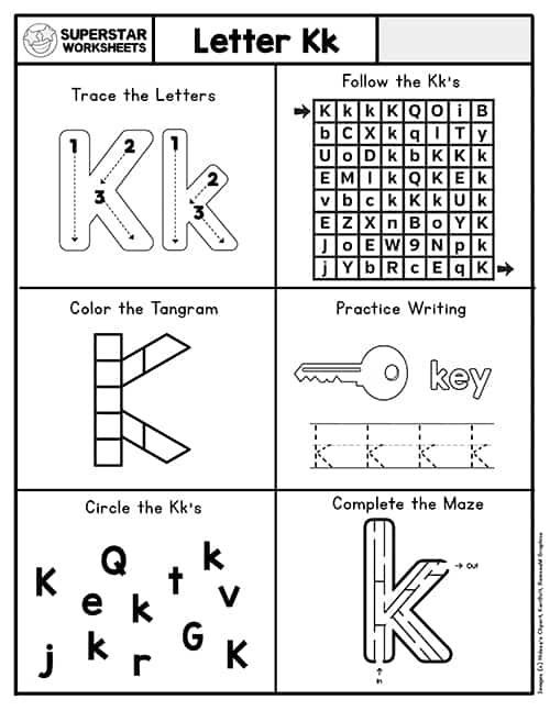 Letter k worksheets