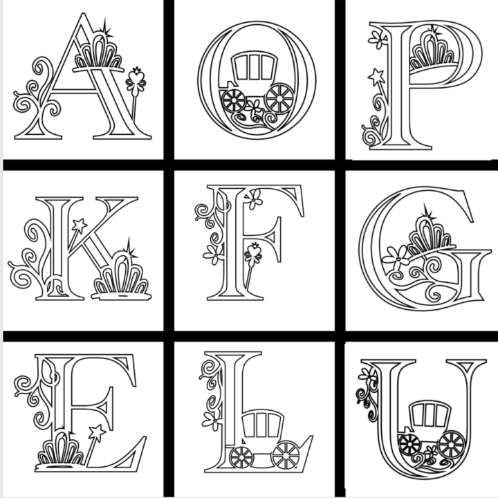 Printable princess colouring pages alphabet â extraordinary chaos