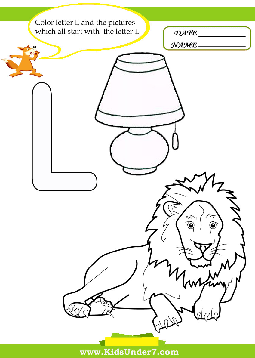 Kids under letter l worksheets and coloring pages