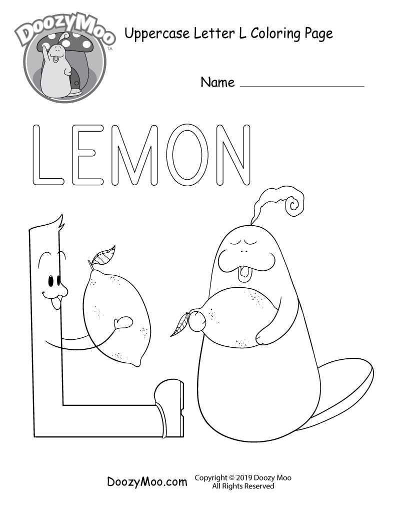Cute uppercase letter l coloring page free printable