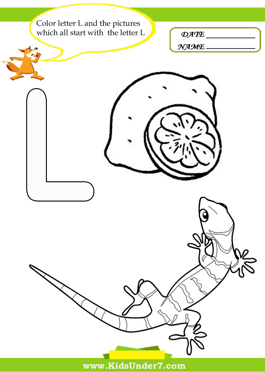 Kids under letter l worksheets and coloring pages
