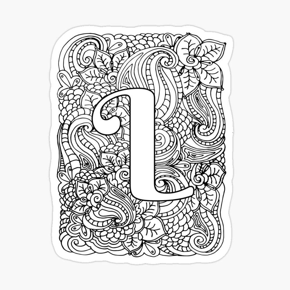 Adult coloring page monogram letter l poster for sale by mamasweetea