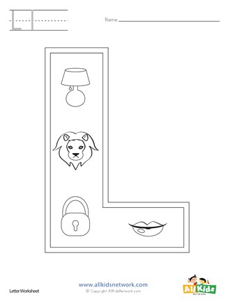 Letter l coloring page all kids network