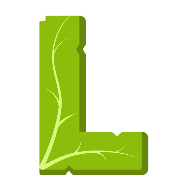 Letter l green leaves summer vector alphabet stock illustration