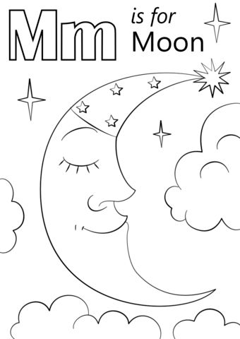 Letter m is for moon coloring page from letter m category select from printable crafts ofâ alphabet coloring pages moon coloring pages abc coloring pages