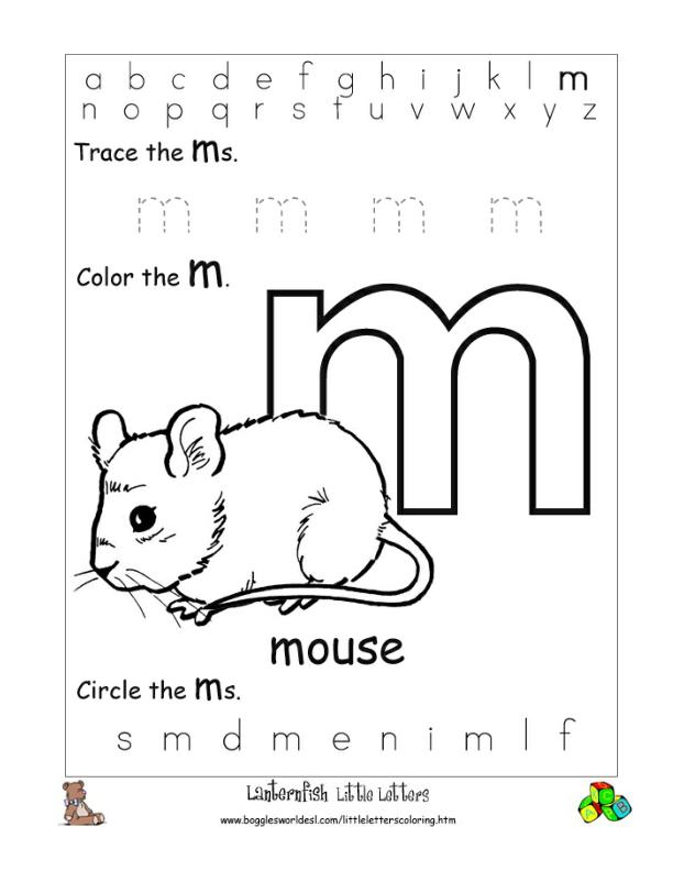 Letter m alphabet worksheets