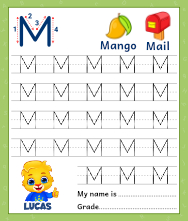 Capital letter m tracing worksheet trace uppercase letter m