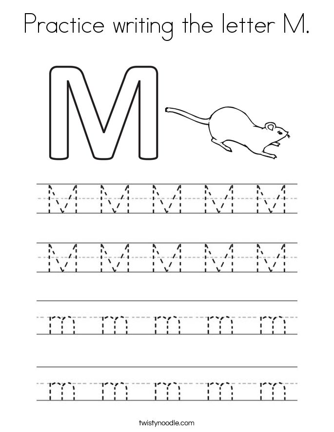 Practice writing the letter m coloring page