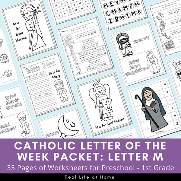 Letter m â catholic letter of the week worksheets and coloring pages