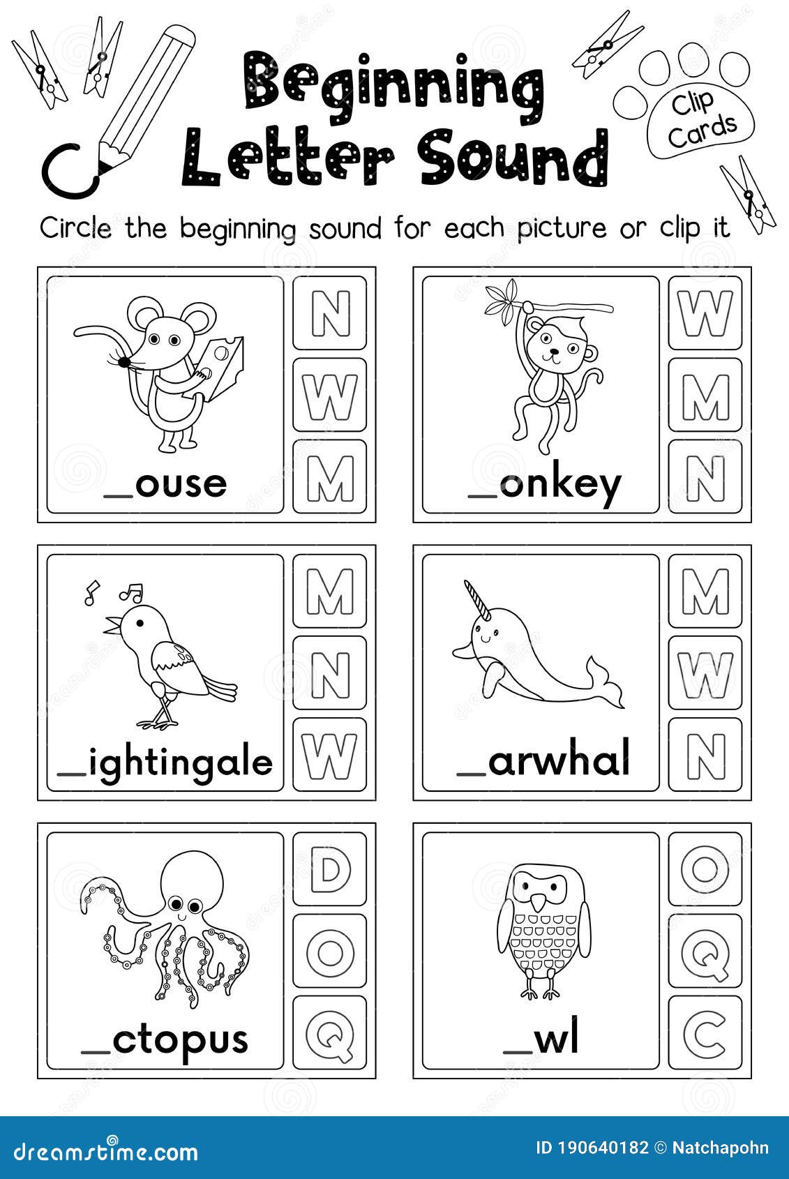 Worksheet matching vocabulary mno coloring page version stock vector